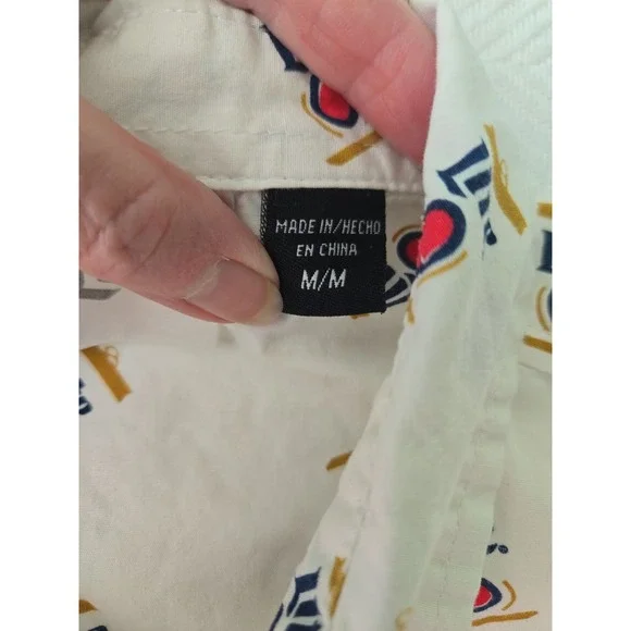 Miller Lite Beer Can Print Button Up Short Sleeve Shirt Men's Medium - Picture 4 of 8